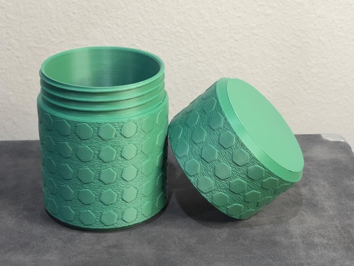 Screw Top Storage Container Cylinder Jar Eco Friendly Organizer - 3D Printed in PHA Biopolymer