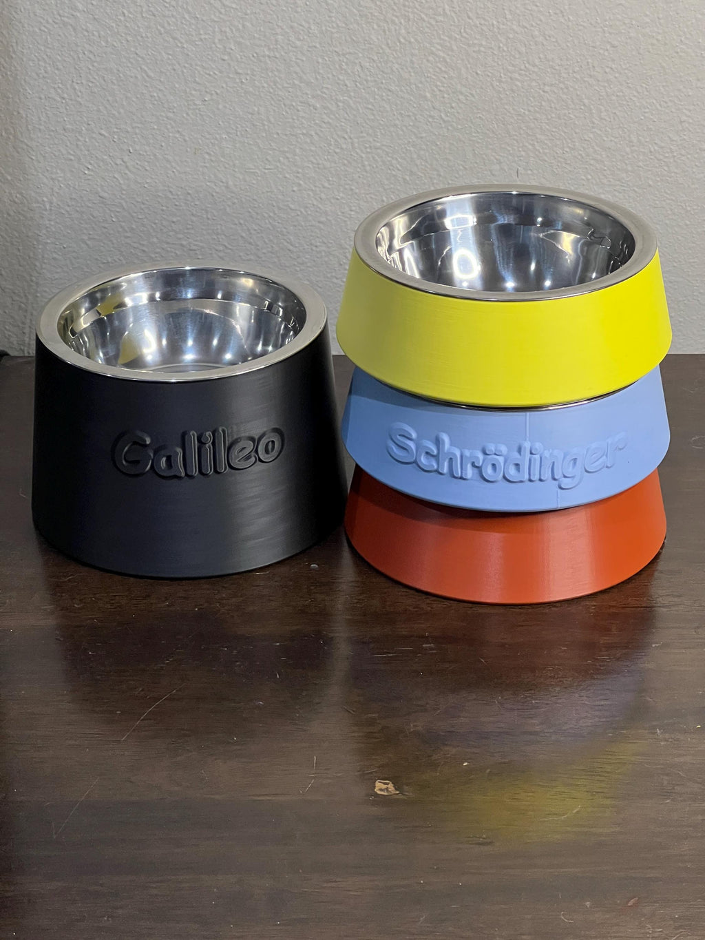 Elevated Cat Bowl Customized with your Pet's Name - Stainless Steel Insert - Raised Pet Dish