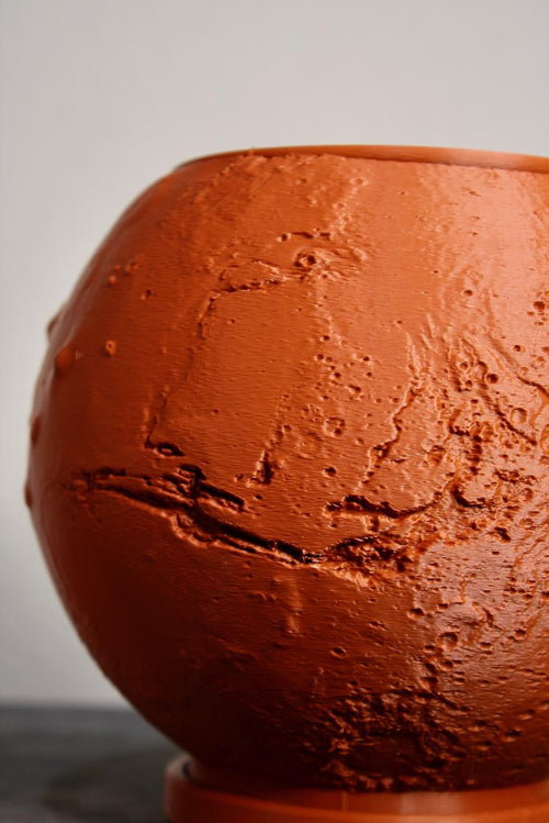 Mars Globe Planter - 3D Printed from Real NASA Topography Data | Planet Flower Pot