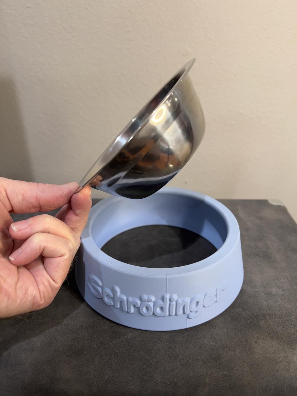 Elevated Cat Bowl Customized with your Pet's Name - Stainless Steel Insert - Raised Pet Dish
