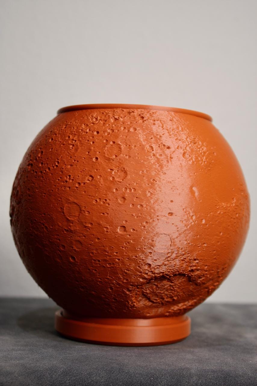 Mars Globe Planter - 3D Printed from Real NASA Topography Data | Planet Flower Pot