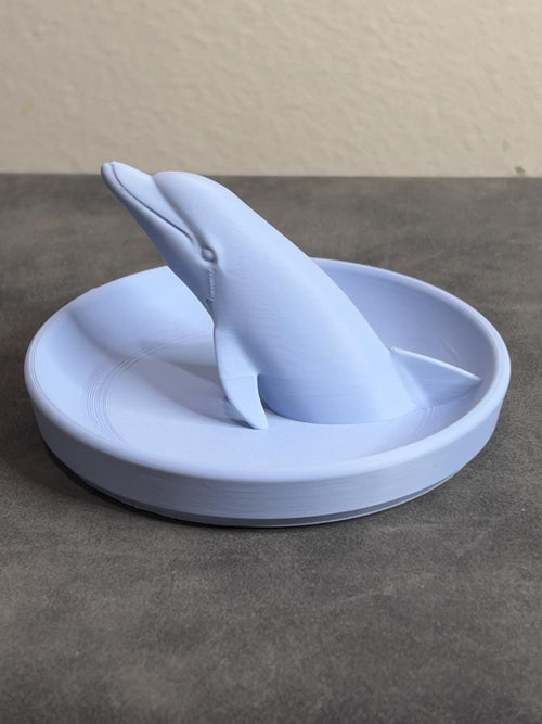 Dolphin Ring Holder Jewelry Dish with Ring Post, PHA Biopolymer, Made to Order