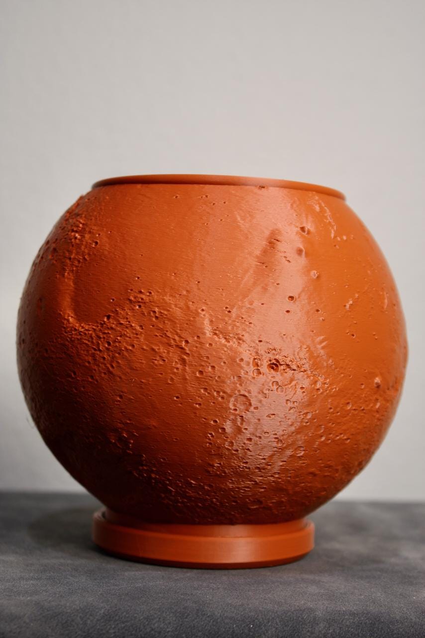 Mars Globe Planter - 3D Printed from Real NASA Topography Data | Planet Flower Pot